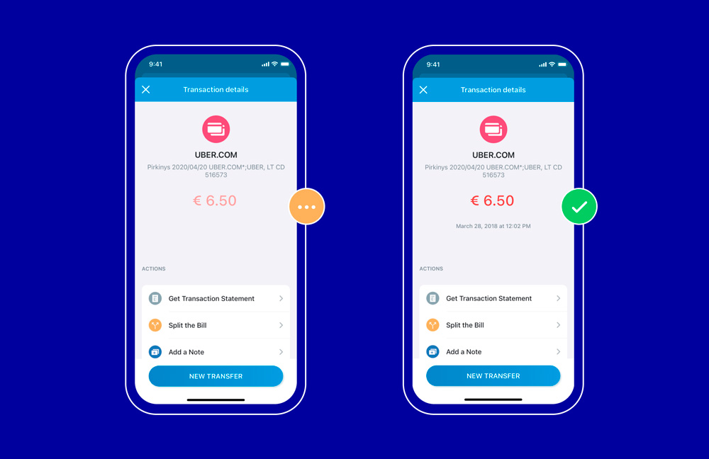 Check Paysera transfer status using Paysera mobile app.