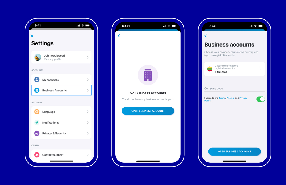 Steps to access a Paysera business account as a new company head using the Paysera mobile app